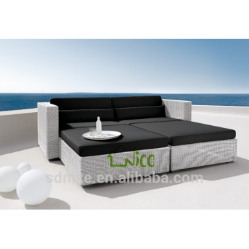 SL- (13) muebles de patio al aire libre PE rattan sofá cum cama / sofá cama